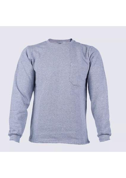 Bisiklet Yaka Gri Uzun Kol Sweatshirt