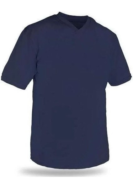 V Yaka Lacivert Kısa Kol Tshirt