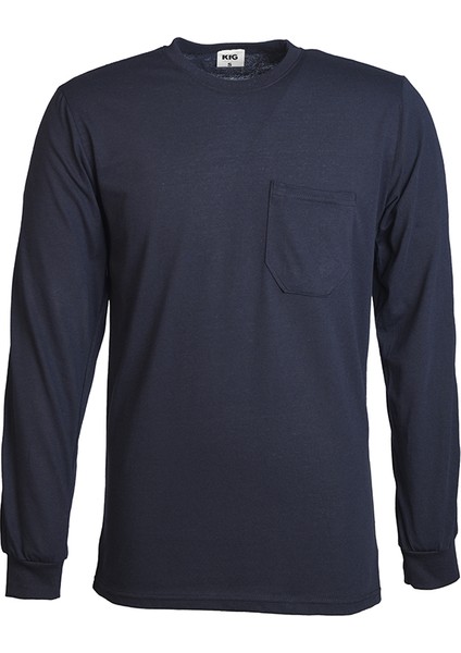 Bisiklet Yaka Lacivert Uzun Kol Sweatshirt