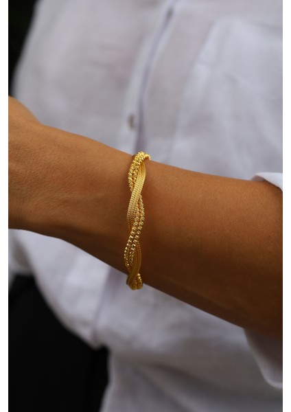 14 Ayar Altın Dorika Detaylı Örme Kelepçe 2 fırsatları