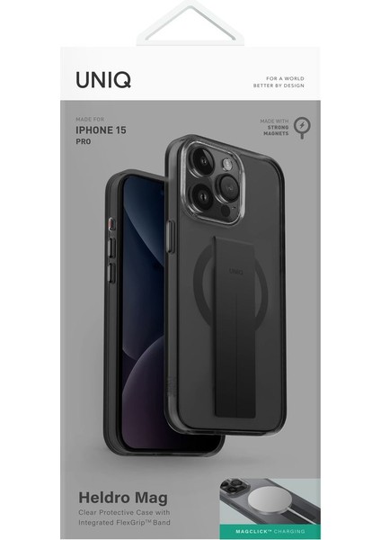 Iphone 15 Pro Uyumlu Kılıf Heldro Mag Serisi Magsafe Özellikli (Magclick™) Tutma Bandı (Flexgrip™)