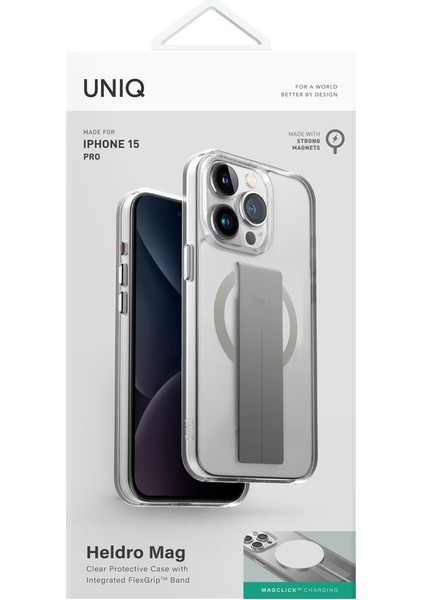 Iphone 15 Pro Kılıf Heldro Mag Serisi Magsafe Özellikli (Magclick™) Tutma Bandı (Flexgrip™)
