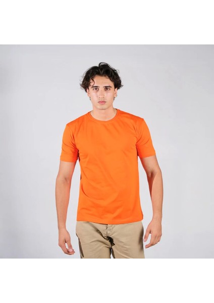 BafacoTekstil %100 Pamuklu Turuncu Basic T-Shirt Erkek / Kadın indirimleri