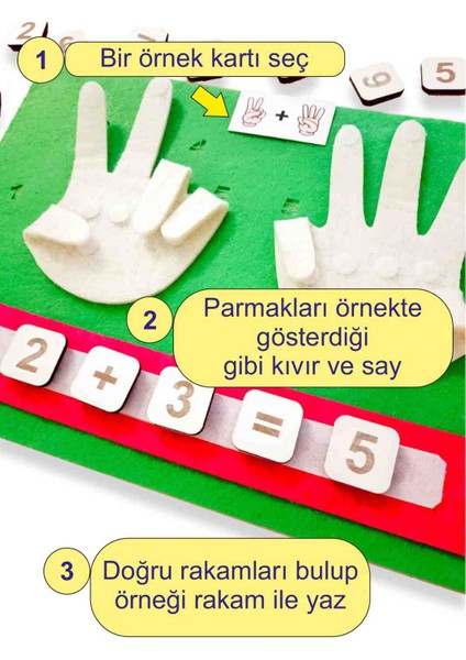 Sayı Saymayı Öğreten Eğitici Keçe Oyuncak - Matematik Becerileri Geliştirici Oyun