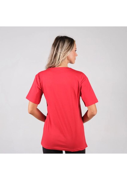 BafacoTekstil %100 Pamuklu Kırmızı Basic T-Shirt Erkek / Kadın