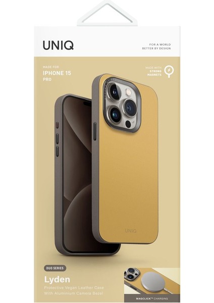 Iphone 15 Pro Uyumlu Kılıf Lyden Ds Serisi Vegan Deri Kaplama Magsafe Özellikli (Magclick™)