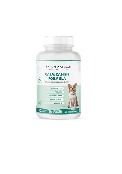 Kahu Naturals Calm Canine Formula, Köpekler Için Bitki Özlü Sakinleştirici Rahatlatıcı Takviye, 60 Tablet