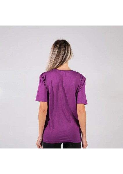 BafacoTekstil %100 Pamuklu Mor Basic T-Shirt Erkek / Kadın fiyatları