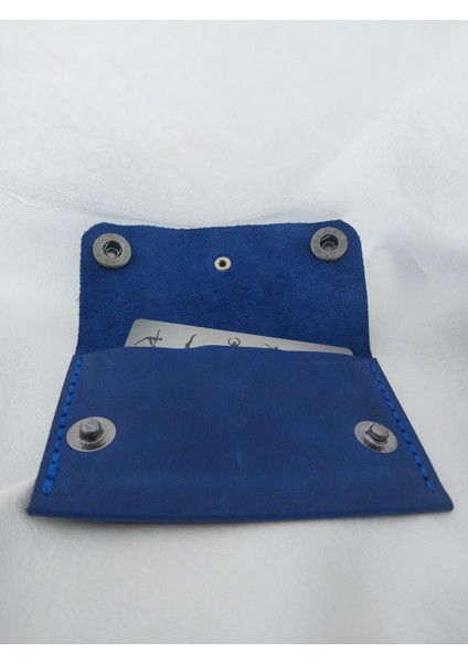 Mavi El Yapımı Handmade Küçük Cüzdan Kartlık