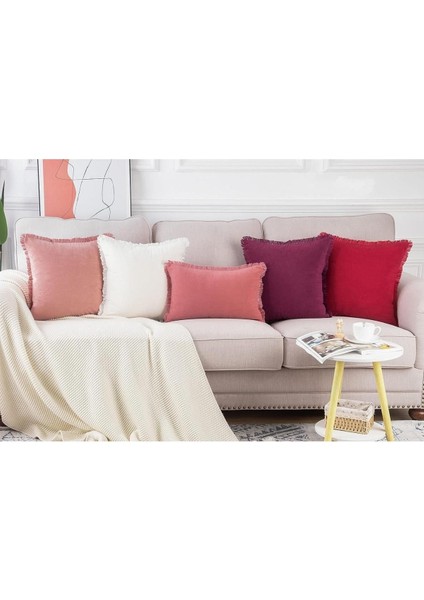 Püsküllü Beyaz Kare Dekoratif Kırlent Kılıfı 43 X 43 Cm Iskandinav, Bohem fiyatları