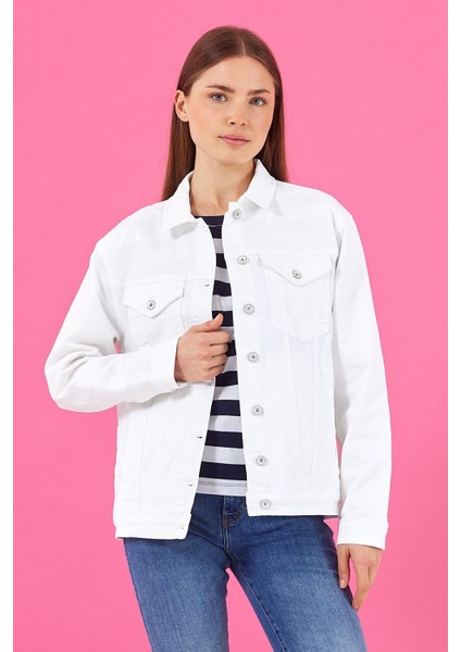 Kadın Maya Beyaz Renkli Denim Jean Ceket fiyatları
