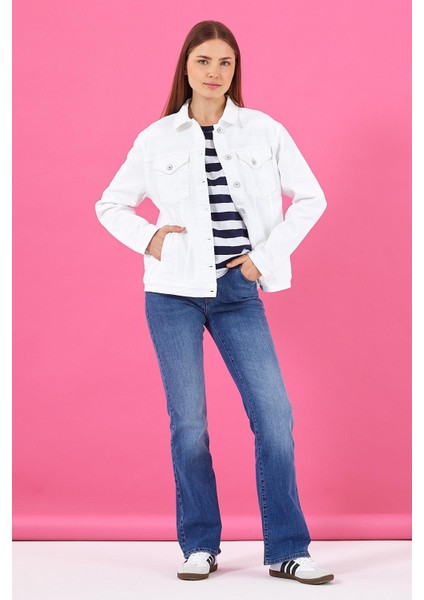 Kadın Maya Beyaz Renkli Denim Jean Ceket modelleri