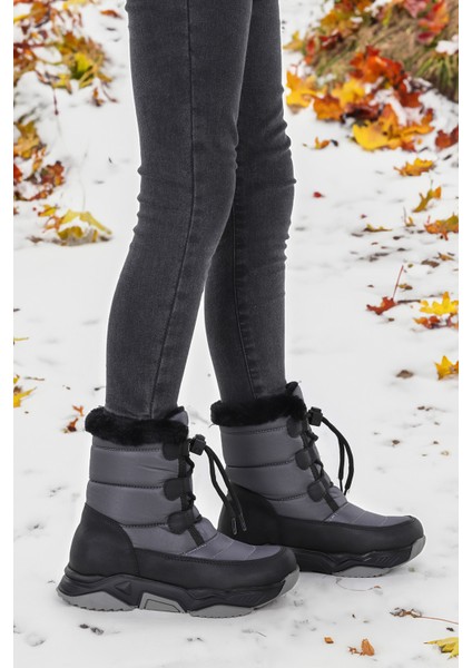 Alison Bağcıklı Erkek Çocuk Kar Botu Füme