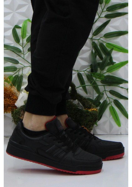 Wılmo Pu Siyah Kırmızı Sneaker Erkek Spor Ayakkabı