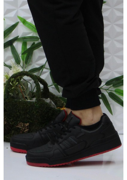 Wılmo Pu Siyah Kırmızı Sneaker Erkek Spor Ayakkabı modelleri