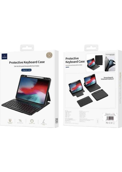 Apple iPad Air 11 2024 Uyumlu Protective Gizli Kalem Bölmeli Klavyeli Kılıf