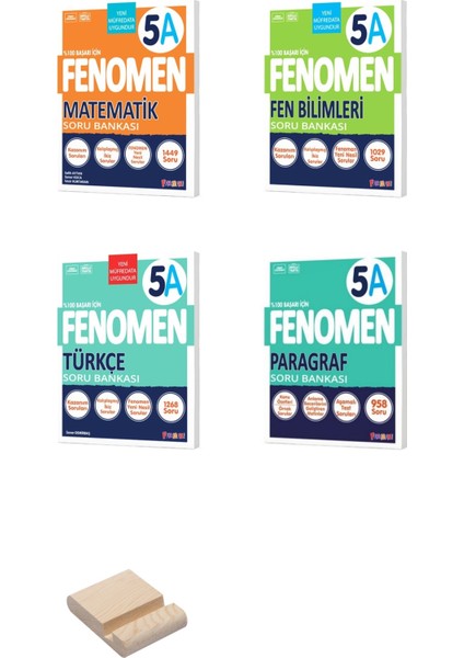 Fenomen Yayıncılık 5. Sınıf A Serisi Matematik – Fen Bilimleri - Türkçe ve Paragraf 4’lü Set Soru Bankası - Telefon Tutucu