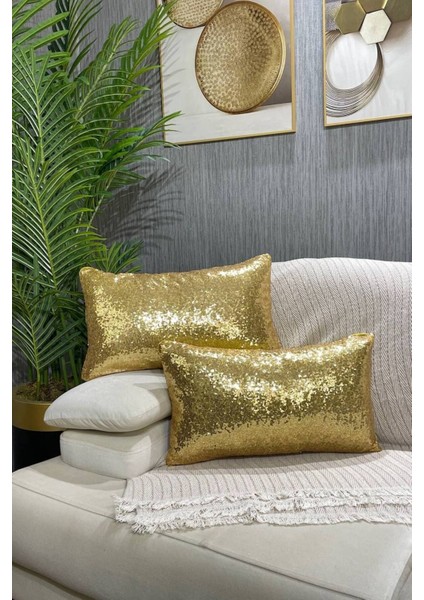Pullu Payetli Kırlent Kılıfı - Gold fiyatları