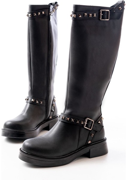 Siyah Düz Topuklu Günlük Bayan Binici Çizme modelleri
