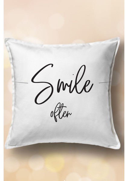 Kırlent Takım Seti Love Smile Yazılı - Çift Tarafı Baskılı - Yumuşak Dokulu - 4lü Settir