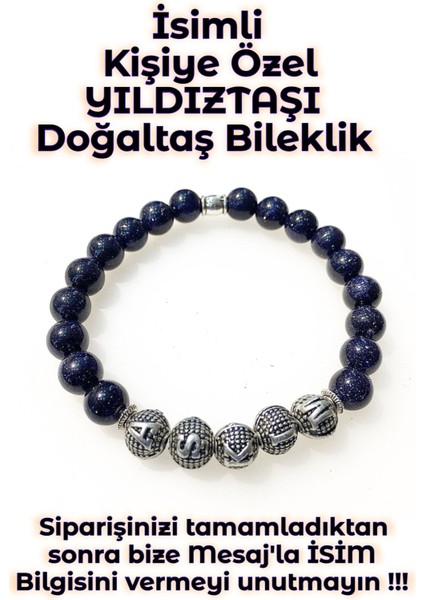 - Isimli - Kişiye Özel - Yıldıztaşı Doğaltaş Unisex Bileklik