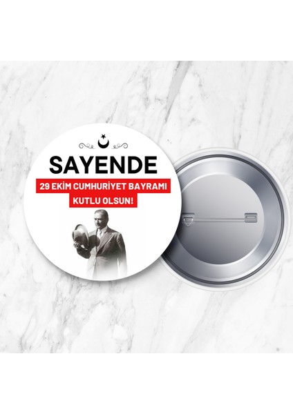 29 Ekim Cumhuriyet Bayramı Sayende Iğneli Yaka Rozeti 58 mm (Model No: 09)