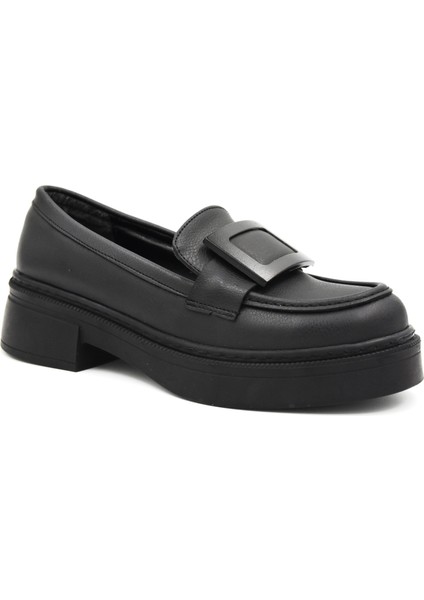 (Oc Shoes) Termo Kaymaz Taban Günlük Kadın Loafer Ayakkabı Siyah