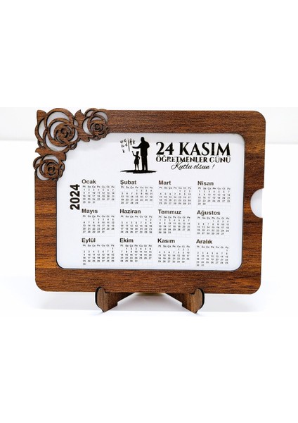 Öğretmenler Günü - 24 Kasım - 3 mm Mdf Ahşap Masa Takvimi 2024 Yılı