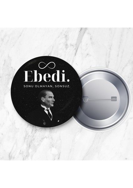 10 Kasım Ebedi Yazılı Atatürk'ü Anma Iğneli Yaka Rozeti 58 mm