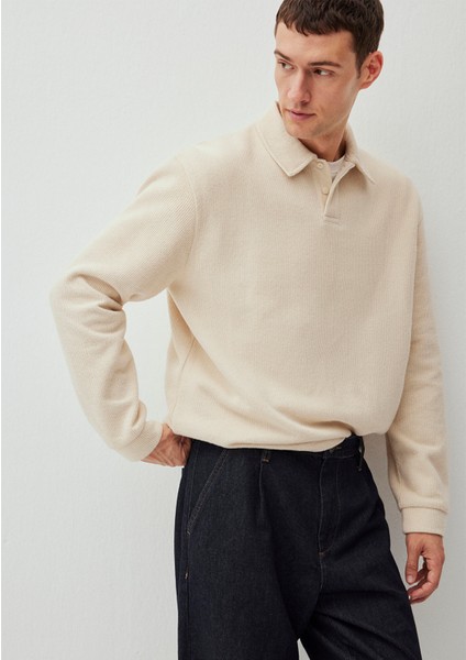 Düğmeli Beyaz Basic SWEATSHIRT0S10266-81202