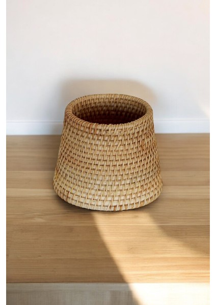 El Yapımı Doğal Rattan Dekoratif Kaşıklık Çok Amaçlı Düzenleyici Doğal Aksesuar 10CM Oceanpoint
