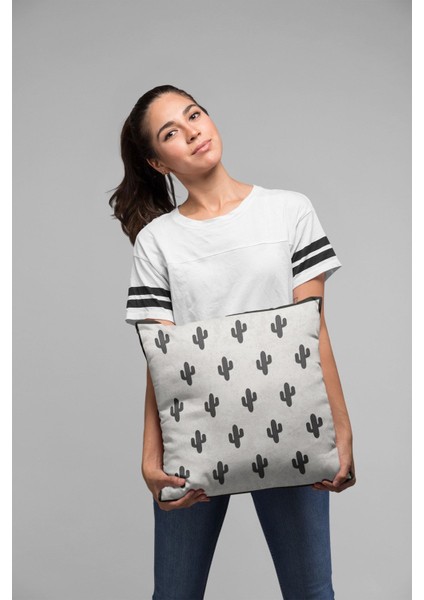 43x43cm Dokuma Leke Tutmaz Premium Tay Tüyü Kumaş Çift Taraflı Kırlent Yastık Kılıfı Kaktüs Krl085 fırsatları