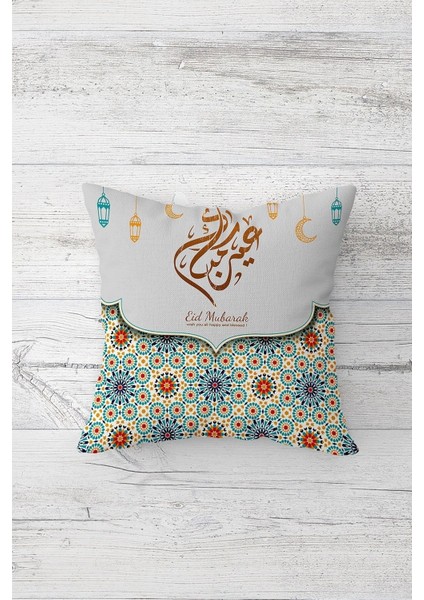Eid Mübarak Ramazan Çini Desenli Gizli Fermuarlı Kırlent Kılıfı Koltuk Yastık Kılıfı Takım(4adet) modelleri