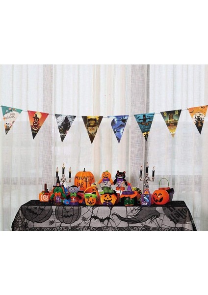 Cadılar Bayramı Halloween Flama Bayrak Banner Süs 8 Li 3 Metre