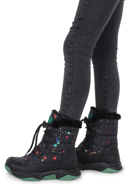 Bambu Bağcıklı Erkek Çocuk Kar Botu Siyah - Yeşil fiyatları