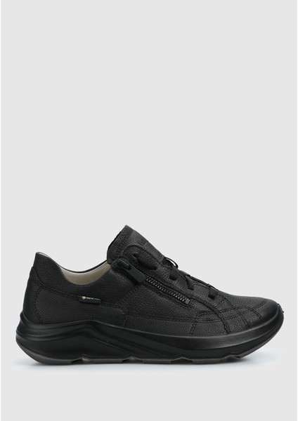 Siyah Deri Kadın Outdoor Ayakkabı