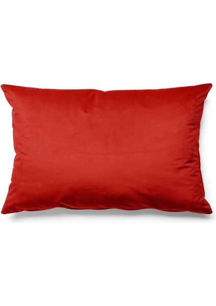Düz Renk - Tek Renk Kırlent Kılıfı Döşemelik Süet Kumaş 50*30 Cm - Kırmızı