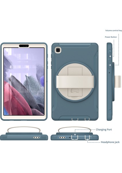 Samsung Galaxy Tab A7 Lite 8.7 Inç T220 T225 T225N T225C 360°DÖNER Pc Tpu El Kayışı Tablet Kılıfı (Yurt Dışından)