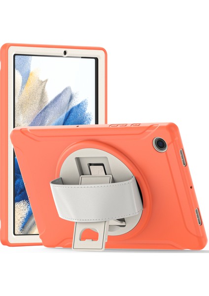 Samsung Galaxy Tab A8 10.5 (2021) A8 10.5 (2022) X200 X205 Pc Silikon Döner El Kayışı Koruyucu Mercan Tablet Kılıfı (Yurt Dışından)