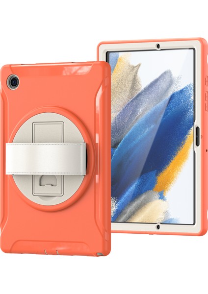 Samsung Galaxy Tab A8 10.5 (2021) A8 10.5 (2022) X200 X205 Pc Silikon Döner El Kayışı Koruyucu Mercan Tablet Kılıfı (Yurt Dışından)