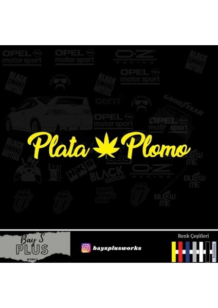 Plata Plomo Oto Sticker Sarı 20*10 Cm