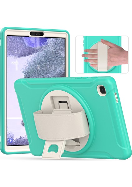 Seashell Digital Samsung Galaxy Tab A7 Lite 8.7 Inç T220 T225 T225N T225C 360° Standı Pc Tpu El Kayışı Cyan Tablet Kılıfı (Yurt Dışından)