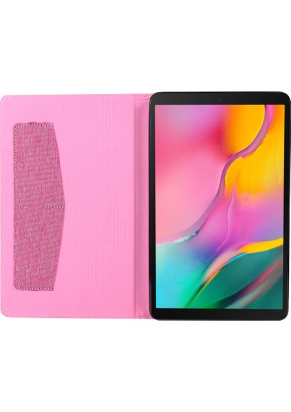 Kumaş Doku Kart Yuvaları Samsung Galaxy Tab A 10.1 (2019) T510 T515 Deri Standı Tablet Kılıfı (Yurt Dışından)