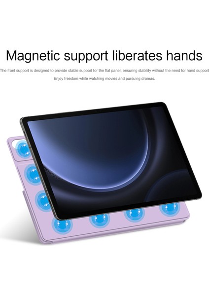 Samsung Galaxy Tab S9 Fe Manyetik V Katlama Standı Otomatik Uyku uyandırma Tablet Kılıfı (Yurt Dışından)