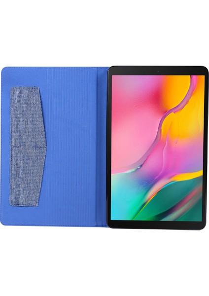 Kumaş Doku Kart Yuvaları Standı Deri Samsung Galaxy Tab A 10.1 (2019) T510 T515 Tablet Kılıfı (Yurt Dışından)