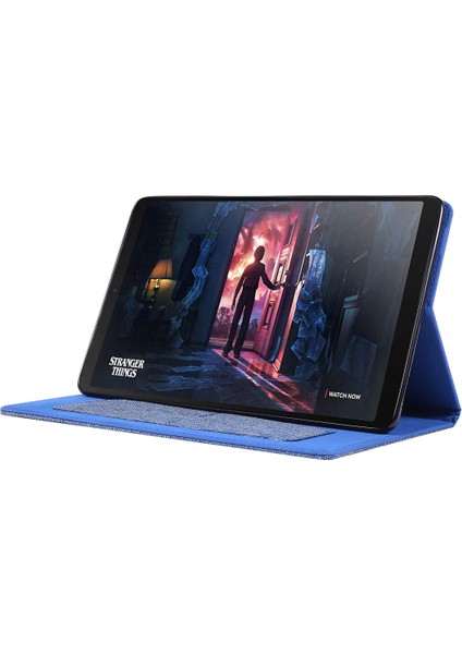Kumaş Doku Kart Yuvaları Standı Deri Samsung Galaxy Tab A 10.1 (2019) T510 T515 Tablet Kılıfı (Yurt Dışından)