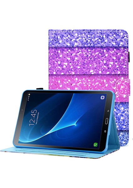 Samsung Galaxy Tab A 10.1 (T580 T585) Anti Drop Deri Dikişli Manyetik Kapatma Standı Kart Yuvaları Tablet Kılıfı (Yurt Dışından)