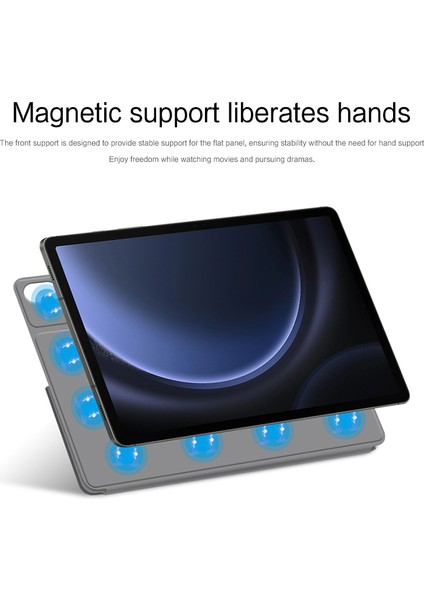 Samsung Galaxy Tab S9 Fe Manyetik V Katlama Standı Otomatik Uyku uyanma Tablet Kılıfı (Yurt Dışından)