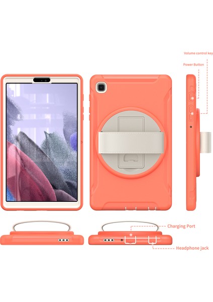Samsung Galaxy Tab A7 Lite 8.7 Inç T220 T225 T225N T225C 360°DÖNER Pc Tpu El Kayışı Tablet Kılıfı (Yurt Dışından)