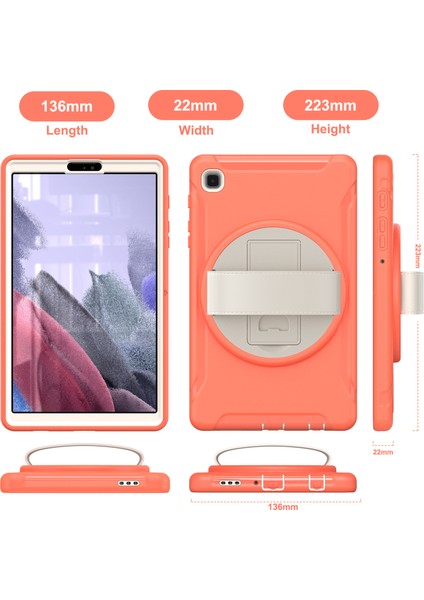 Samsung Galaxy Tab A7 Lite 8.7 Inç T220 T225 T225N T225C 360°DÖNER Pc Tpu El Kayışı Tablet Kılıfı (Yurt Dışından)